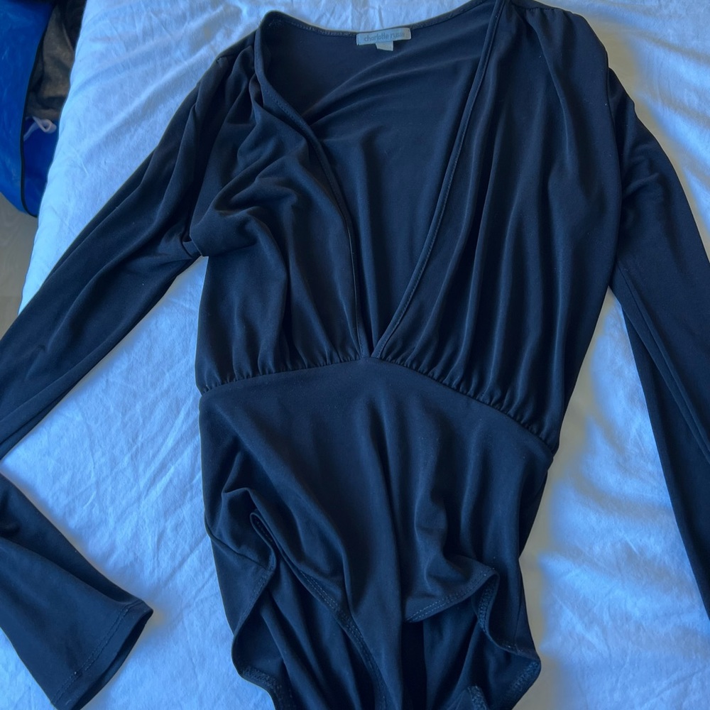 Charlotte Russe deep v neck black bodysuit